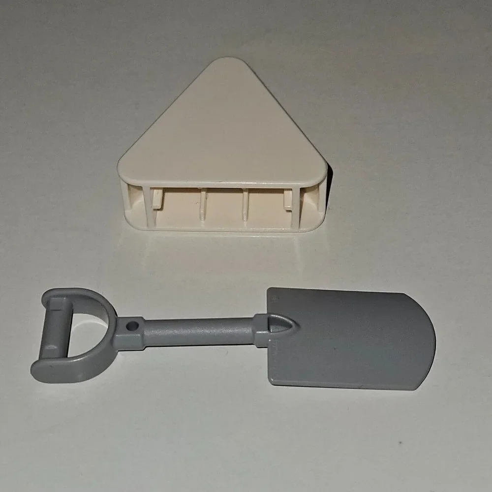 2 Lego Duplo Pieces Lot Gray Shovel Triangle Construction Sign Work Zone